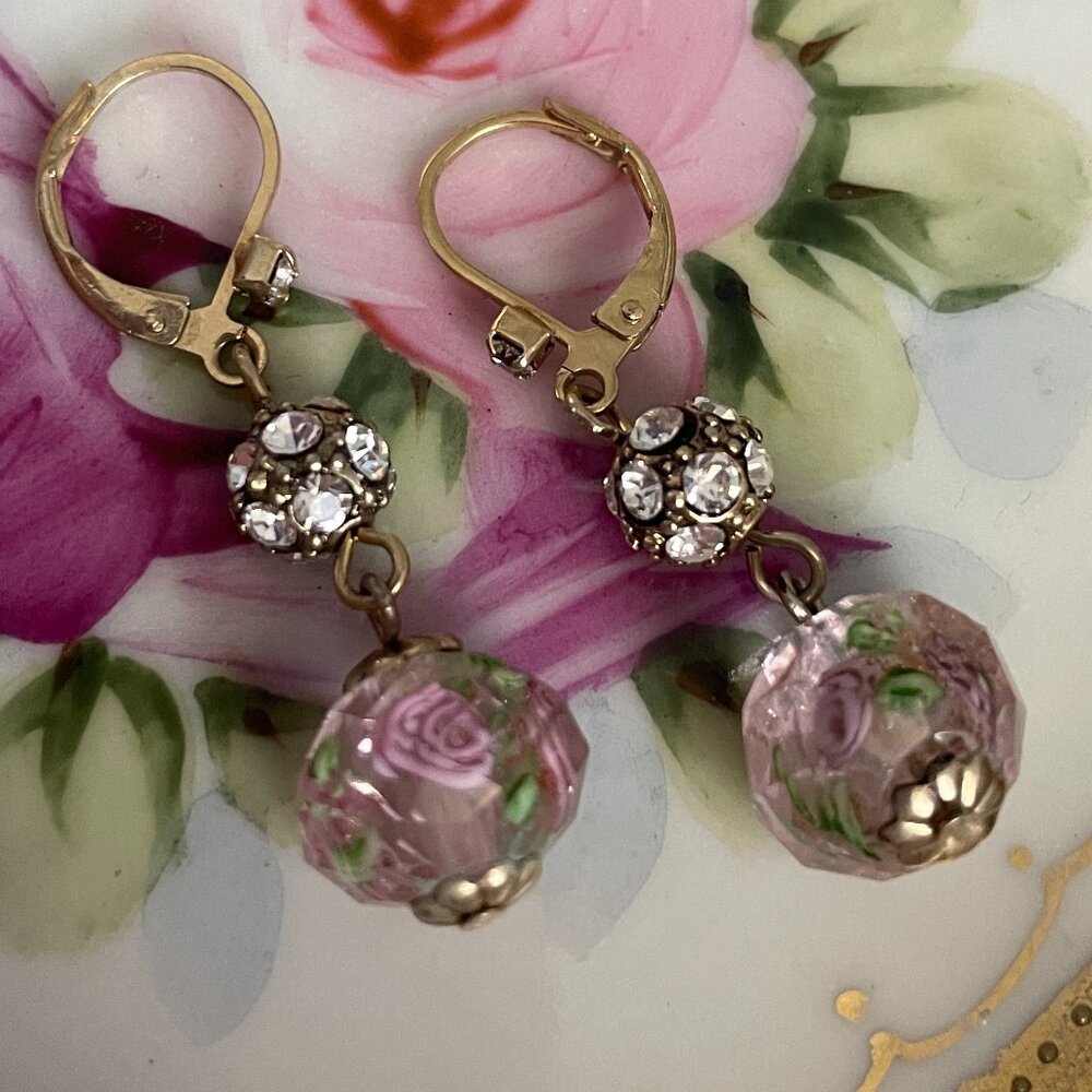 Vintage Betsey Johnson Crystal and Glass Bead Earrings